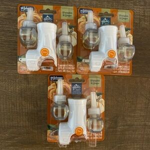 3x Glade Pumpkin Ginger Scented Oil Refills and Warmer Plug in Air Freshener